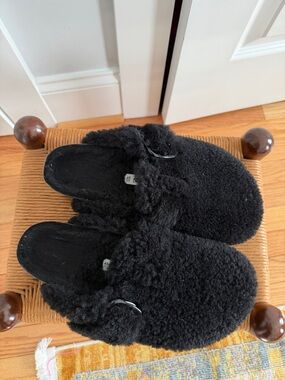 Birkenstock Black Plush Shearling Mule